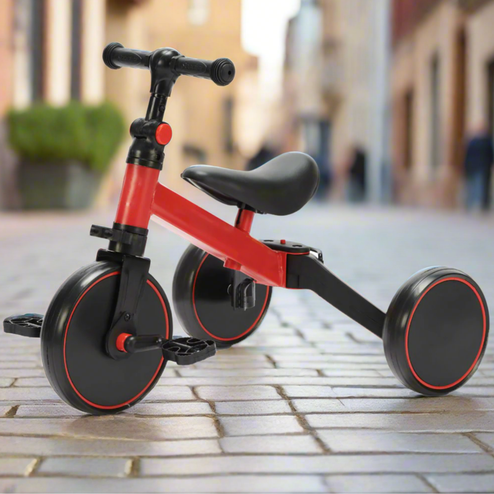 Bicicleta 2 in 1, Zola®, cu 3 roti, cadru din aluminiu, manere din cauciu, rosie Bicicleta 2 in 1, Zola®, cu 3 roti, cadru din aluminiu, manere din cauciu, rosie